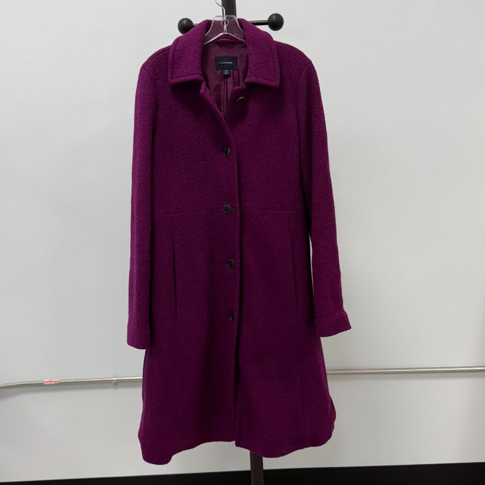 Land's End Cranberry Wool Blend Coat Size 12 Tall